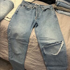 Re/Done Light Blue Straight Leg Jeans stove pipe